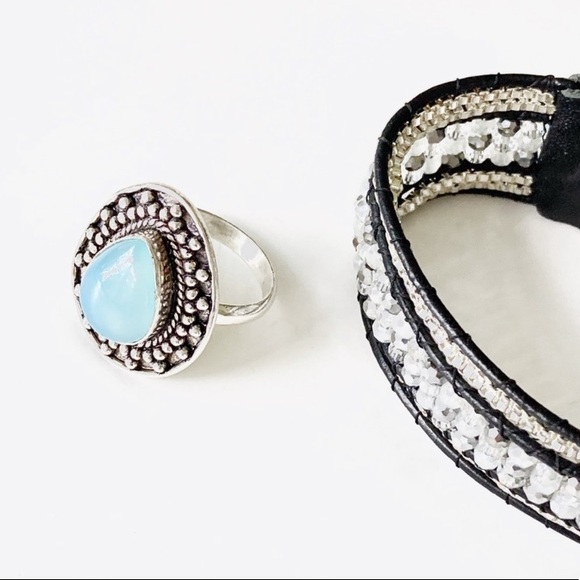 Blue Chalcedony Silver Ring Size 9.5 New - Picture 2 of 13